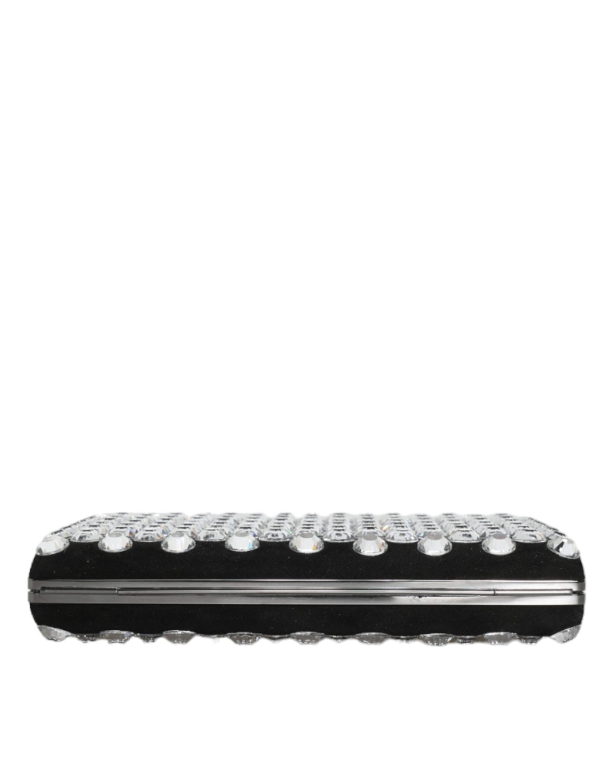 Dolce & Gabbana Black Velvet Crystal Clutch Evening Party Handbag